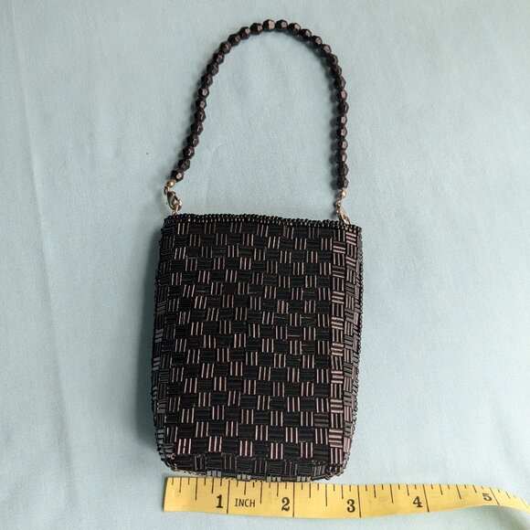 Vintage Black Beaded Phone/Cigarette/Tissue Pouch/Purse with Remove-able Strap - Picture 13 of 14